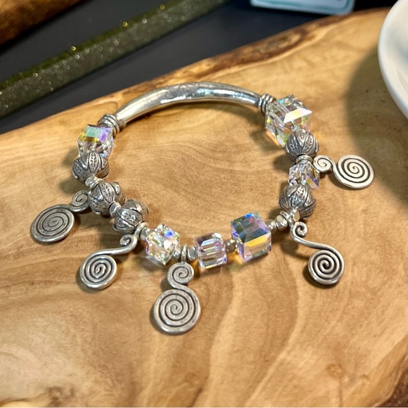 Vintage style Sterling Silver Bracelet with Swarovski beads - Picture 2 of 10